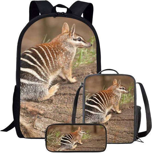 Kids Novelty Animal Backpack and Lunch Box for Boys Girls Student Lightweight 17 Inch School Anteater Backpack with Lunch Bag Pencil Case Kids Comfy Padded Black Large Bookbag by Parprinty