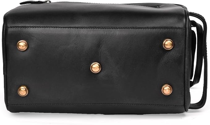 LEATHER VILLAGE Genuine Leather Toiletry Travel Bag With Waterproof Lining - Black | King-Size Handcrafted Vintage Dopp Kit Bag, Shaving & Bathroom Organizer, Gift for Men & Women - Image 9