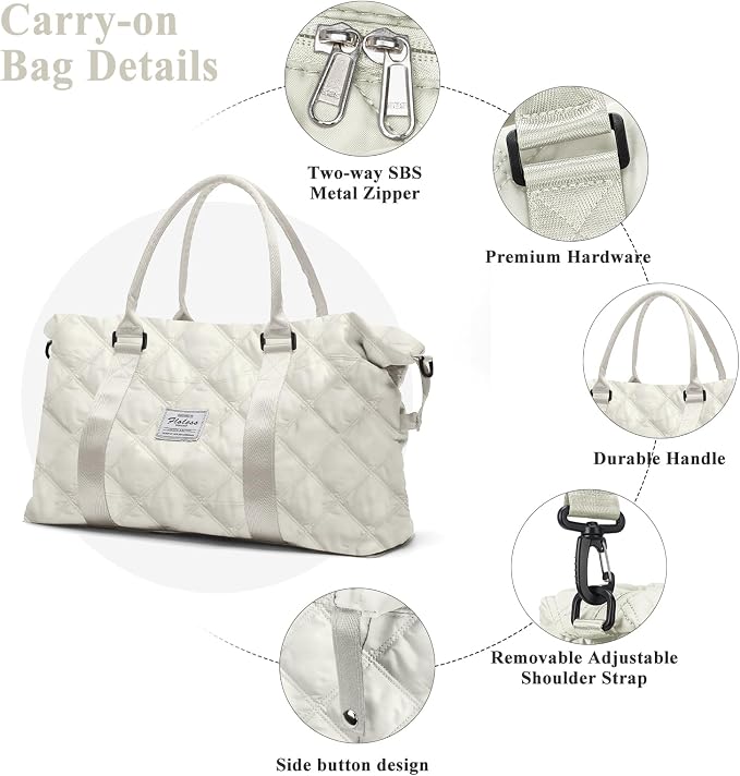 Travel Duffel Bag, Carry On Overnight Weekender Bags for Women | Travel Bag with Wet Pocket & Trolley Sleeve, For Spirit Airlines 18x14x8 Personal Item Bag - Image 6