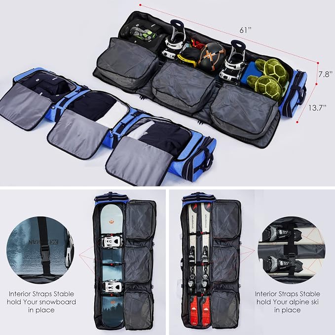 XCMAN Padded Snowboard Bag Expandable Snowboard Bag for Air Travel Adjustable Ski Bag Length 63-75In - Image 6