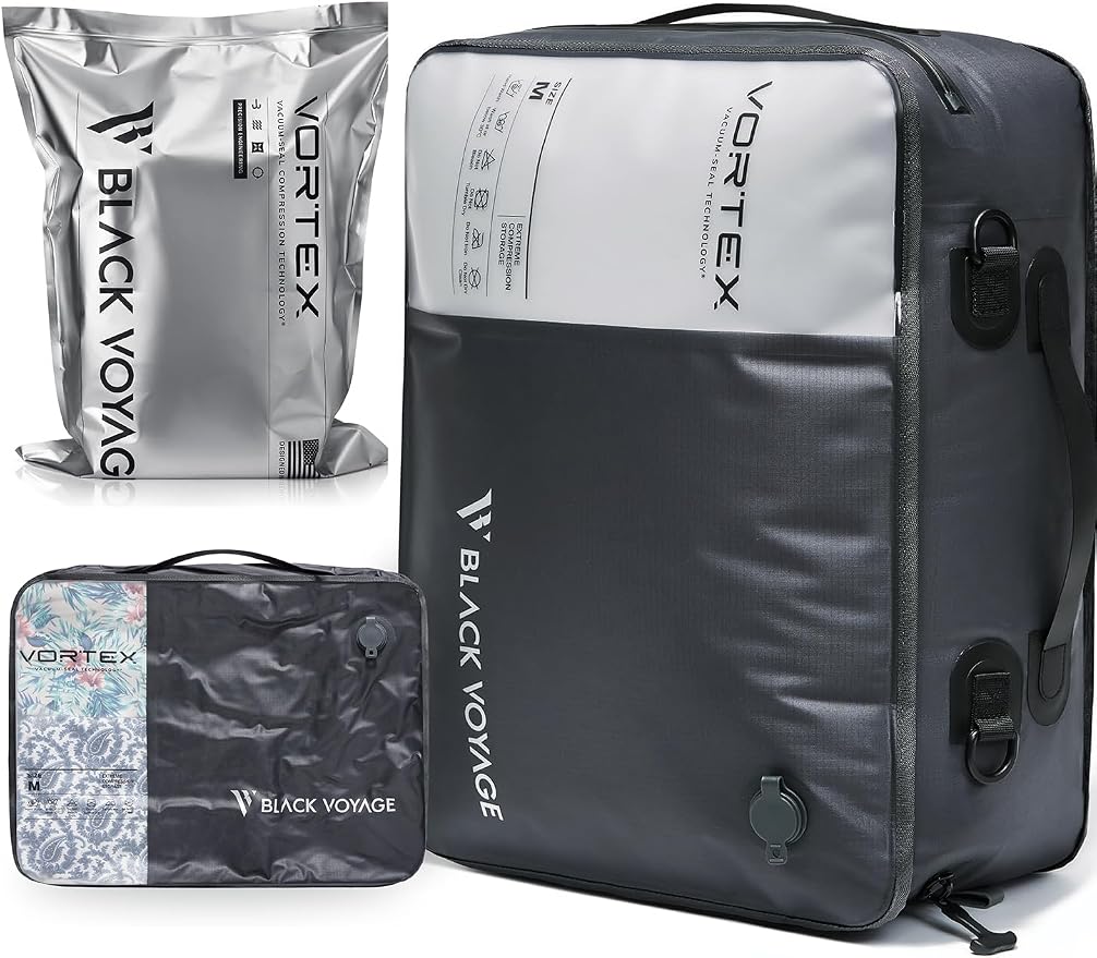 Black Voyage Reusable Vacuum Compression Travel Bag for Carry-On Suitcase and Backpack, Recycled IPX8 Waterproof Space Saver Vacpack (1-Pack, 21L - No Pump) by BlackVoyage