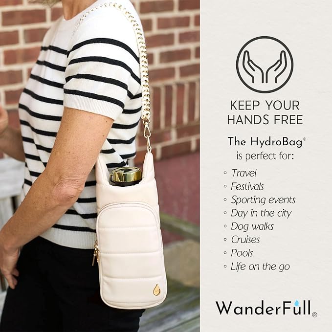 WanderFull® Original HydroBag® Luxury Vegan Leather, Oprah’s Favorite Things 2024, Water Bottle Holder with 2 Straps - Image 7