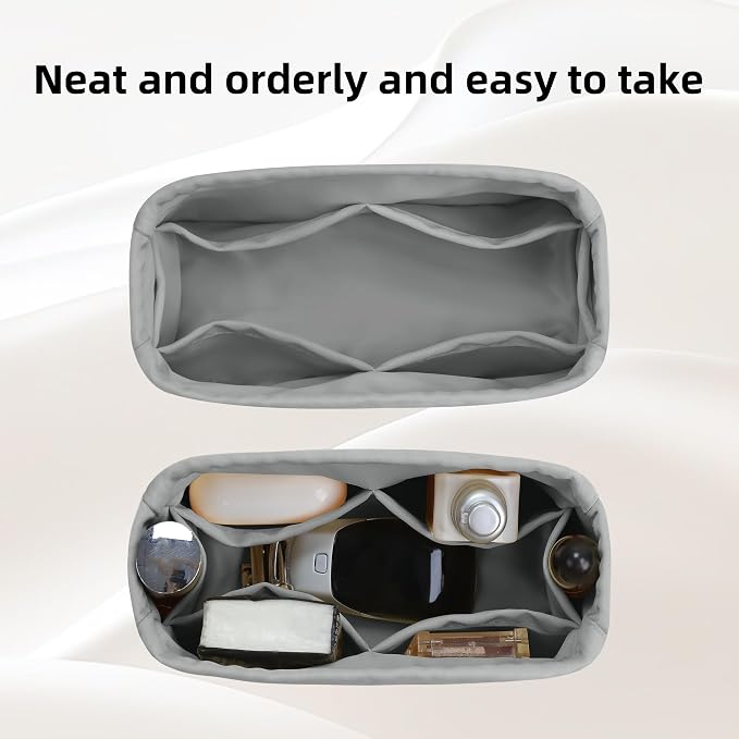 DGAZ Silk Purse Organizer Insert For Dior Book Tote mini/S/M/L，Silky Smooth Bag Organizer，Luxury Handbag & Tote Shaper(Pearl gray,BT-New Mini) - Image 3