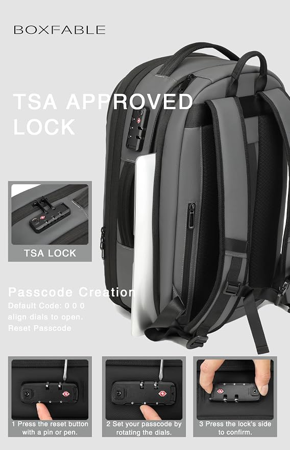 Vacuum Seal Travel Backpack 45L with Pump - Expandable Air Compression System, Water-Resistant Business TSA Lock, Laptop Backpack, Carry-On Suitcase Luggage, Gifts for Men - Image 9