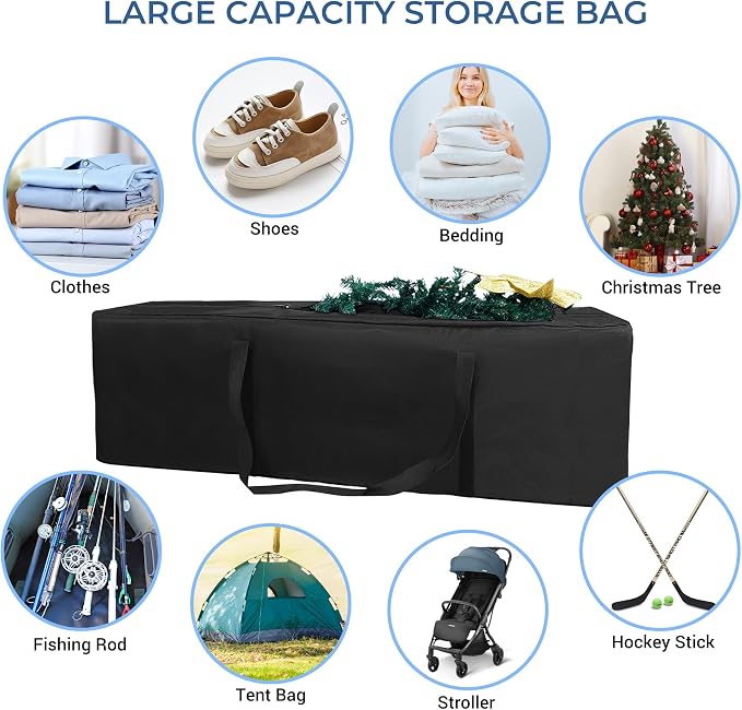 COOLBEBE 60" Sports Duffle Bag - 332L Extra Large Travel Duffel Luggage Bag with Upgrade Zipper, Sturdy & Water Resistant Long Duffle Bag for Camping Moving (Black 60inch) - Image 4