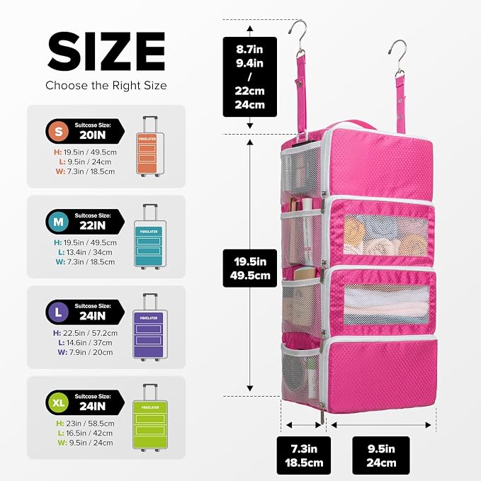 Suitcase Organizer, Travel Luggage Organizer Hanging Shelves Packing Cube Closet/Collapsible Portable Travel Organizer for Carry-on - Image 2