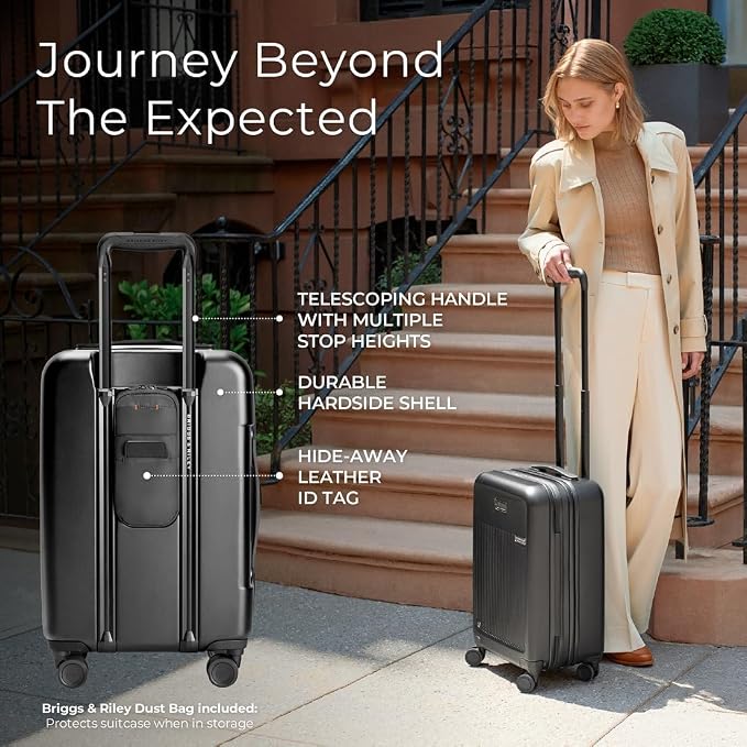 Briggs & Riley Essential 22 Inch Carry-On Expandable Spinner - Expandable Hardside Carry-On Luggage with CX Compression Technology - TSA Lock - Spinner Wheels - Sympatico Collection - Black - Image 7