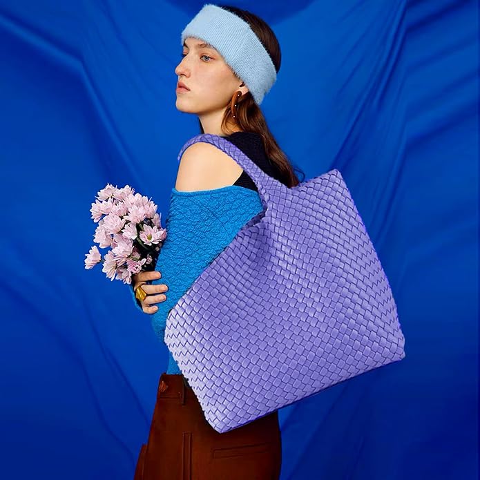 JINMANXUE Fashion Woven Bag Shopper Bag Travel Handbags and Purses Women Tote Bag Large Capacity Shoulder Bags - Image 2