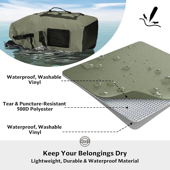 STOVER 30/40/55L Waterproof Dry Backpack & Phone Case- 2XL Floating Dry Bag for Kayaking, Travel, Hiking, Fishing, Camping, Motorcycles & Beach, Heavy-Duty Roll Top Men/Women (Green) - Image 2