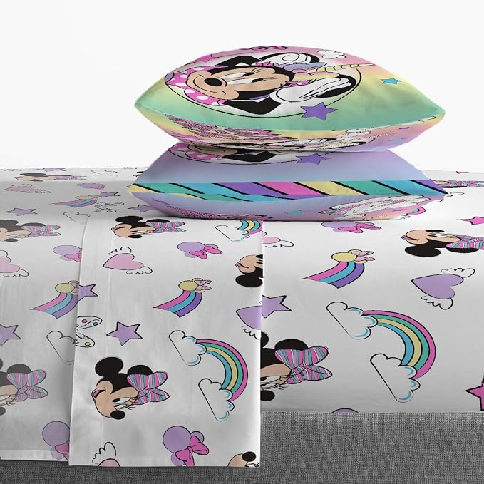 Disney Minnie Mouse Full Size Comforter Set 7 Piece Kids Bedding, Pink | Unicorn, Comforter Sheets Shams Pillowcases, Official Product, Soft Microfiber, Machine Washable, Girls Gift - Image 5