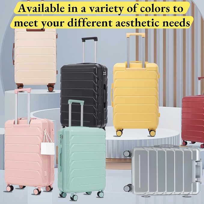 3-Piece ABS Spinner Luggage Set (20" 24" 28") with Combination Lock, Matching Hardshell Suitcases, Silver - Image 8