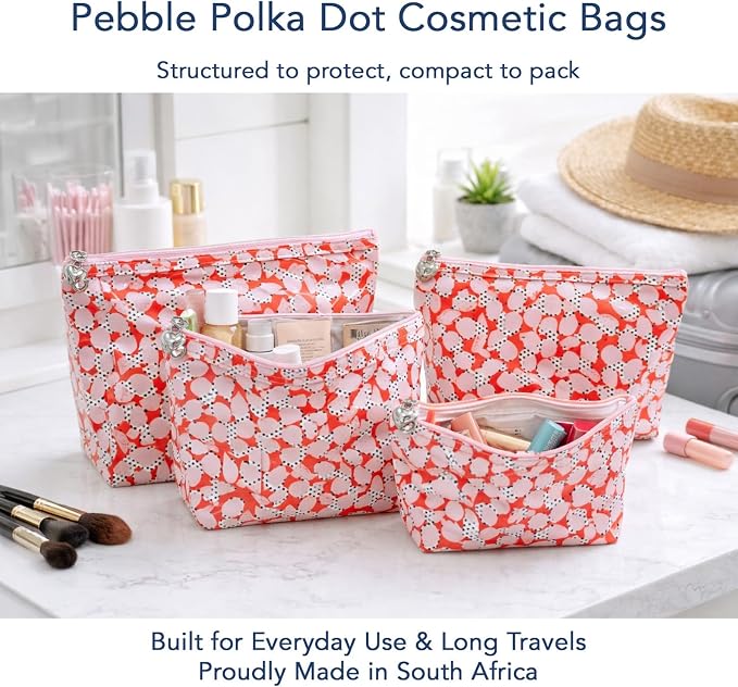 Jacaranda Living Small Cosmetic Bag - Water-Resistant, PVC-Lined, Compact & Travel Ready Make Up Bag, Easy to Clean - Pebble Polka Dot - Image 5