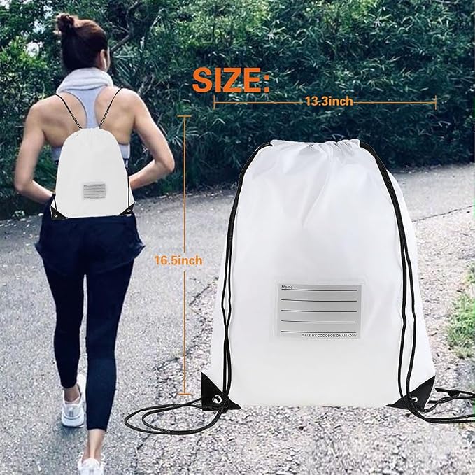 50 Pack Drawstring Bags,Bulk Draw String Backpack, Gym Sports Cinch Bag Sackpack for Women Men, White - Image 5