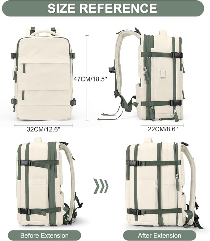 coofay Expandable Travel Backpack For Women Men Airline Approved Personal Item Backpack For Airlines Carry On Backpack Flight Approved Waterproof Backpack For Traveling On Airplane Travel Bag - Image 2