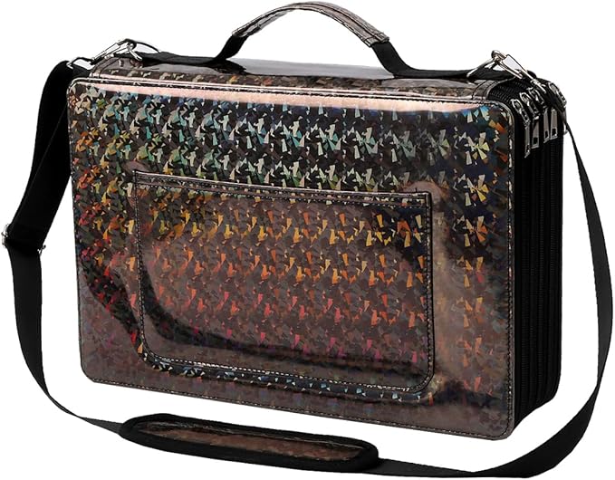 Large Capacity Colored Pencil Case - 600 Individual Slots PU leather with Zipper Closure Portable Organizer for Watercolor Pencils Ideal for Artists（Black） by HMZSP