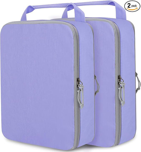 Extra Large Compression Packing Cubes for Travel Essentials, 2 Set Expandable Travel Cubes for Packing Compression Bags Luggage Suitcase Organizer, Purple by CALACH