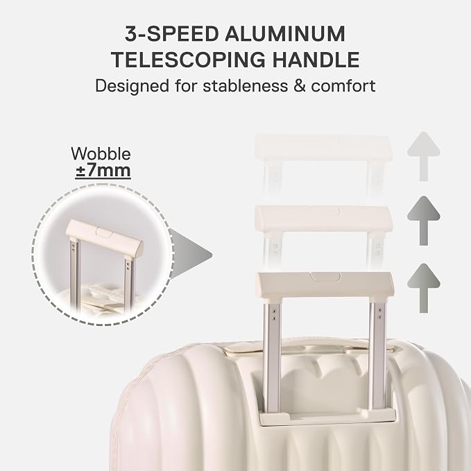 artrips Carry On Luggage 20 Inch for Business Travel & Short Trips, Italian-Inspired Lightweight Hard Shell Suitcase, German PC Matte Shell, Airline Approved, TSA Lock, White - Image 6