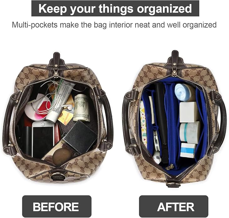 OMYSTYLE Purse Organizer Insert, Felt Tote Bag Organizer Insert with 5 Sizes, Handbag Dividers for Inside Purse, Compatible with Longchamp, Neverful, Speedy and More - Image 4