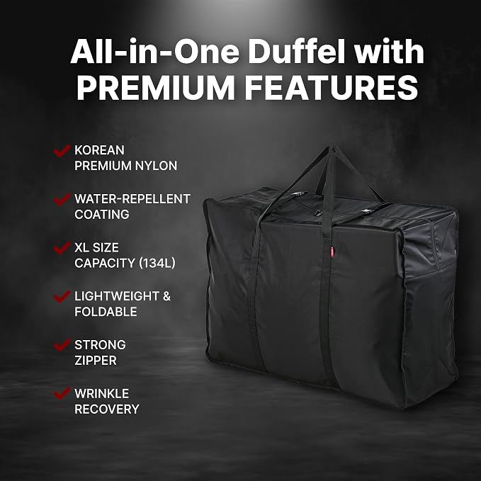 Plago Professional Quality Large Nylon Duffel Bag – Lightweight, Foldable, Water-Repellent Cargo Bag for Travel & Camping, Folding Bike, Tent, Mattress, Blankets, and Closet Storage - Image 3