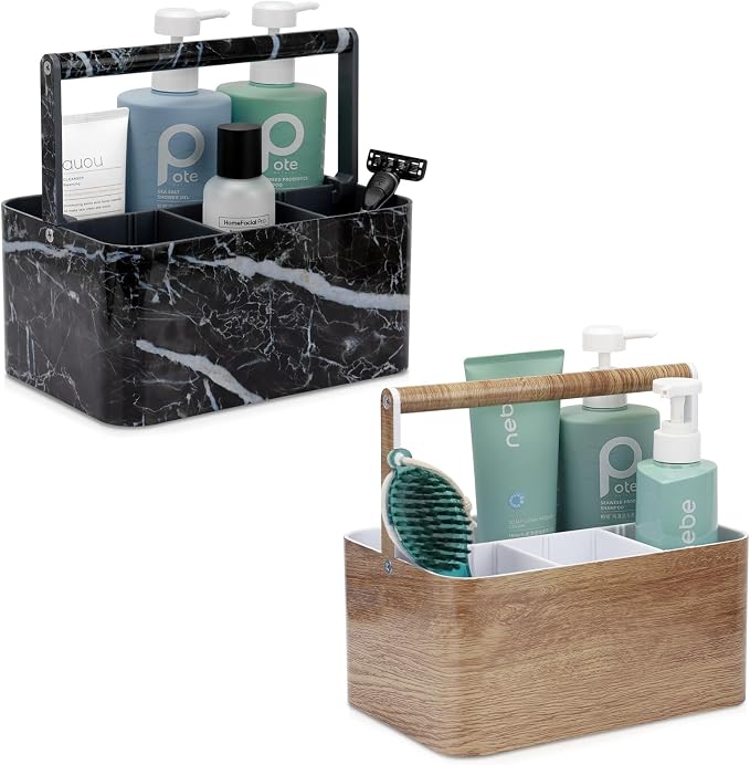 BYUNER Plastic Shower Caddy Dorm: Portable Bathroom Caddy Organizer for College with Handle and Adjustable Divider, Utility Hard Shower Basket Bin Tote for Toiletry,Shampoo,Soap,Cleaning Product by MakesYourHomeMoreOrganized