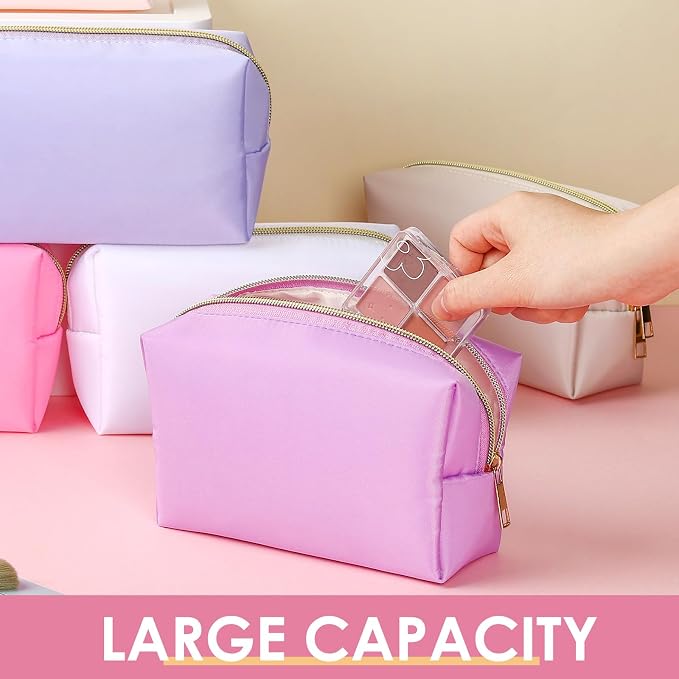Kigeli 12 Pcs Nylon Makeup Bag Bulk Cosmetic Pouches Preppy Cosmetic Bag for Women Waterproof Travel Zipper Organizer Little Outdoor Accessory Makeup(Nylon, Foam,Soft Color) - Image 6