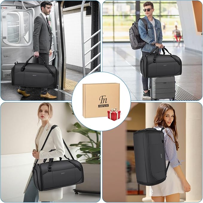 Convertible Garment Bags for Travel - Carry on Garment Duffle Bag with Backpack Straps for Men Women, 4 in 1 Large Travel Duffel Bags with Shoes Compartment Hanging Suit Dress Weekender Bag - Image 6