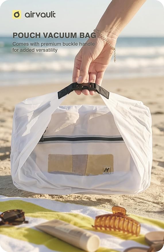 AirVault Vacuum Storage Bags for Travel with Air Pump, Waterproof Compression Packing Bag for Carry On Suitcase & Backpack, IPX8 Travel Organizer (12L Pouch, 2-Pack) - Image 2