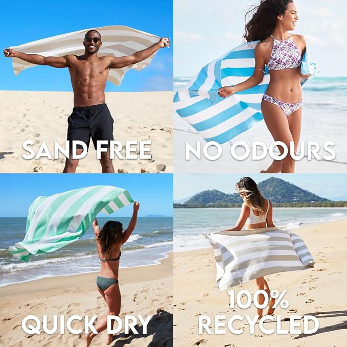 Dock & Bay Beach Towel - Quick Dry, Sand Free - Compact, Lightweight - 100% Recycled - Includes Bag - Cabana - Set of 6 - Large (160x90cm, 63x35) - Image 4