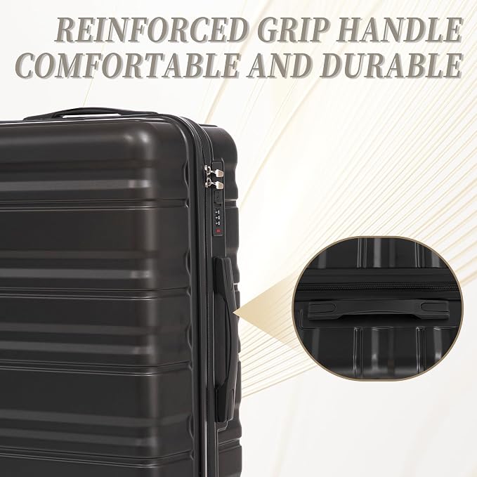 GDFStudio 20/24/28 Inch 3 Piece Luggage Set, ABS Hard Shell Spinner Suitcase with 360° Silent Wheels, Expandable Capacity,Combination Lock, Retractable Handle, Carry On & Checked Suitcases,Dark Gray - Image 6