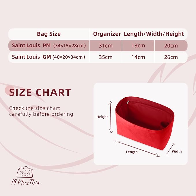 Lightweight Bag Insert for Saint Louis GM, Side Zipper, Ruby | Bottle Holder and Side Zip, Smooth Satin Interior, Easy-Care Outer Surface, Multiple Color Options, Structured Yet Flexible - Image 3