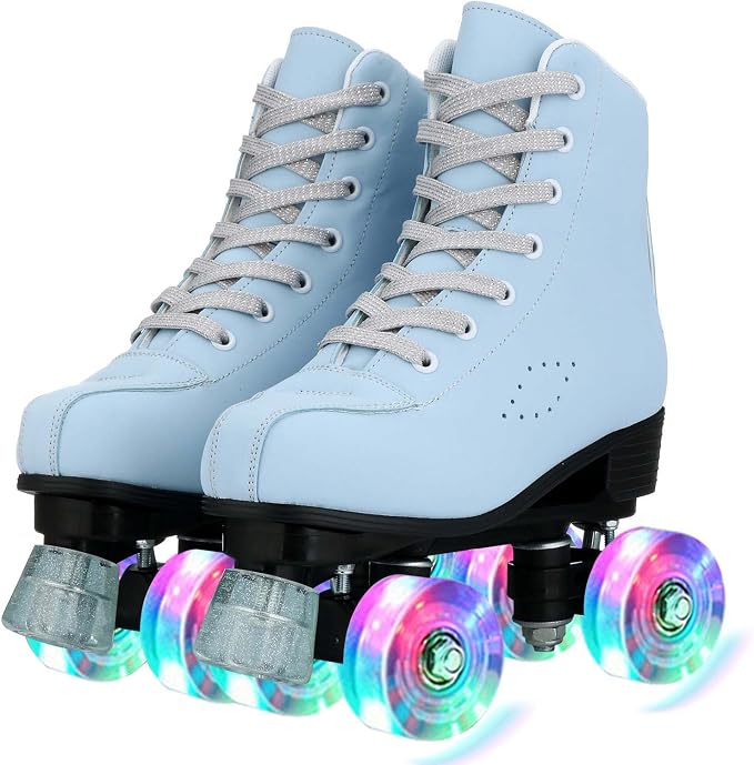 YYW Roller Skates for Women Men, High Top PU Leather Classic Double-Row, Indoor Outdoor, Beginner Shoes Bag - Image 3