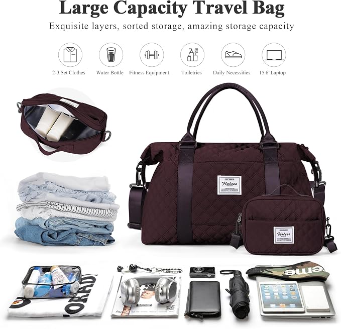 Travel Duffel Bag, Carry On Overnight Weekender Bags for Women | Travel Bag with Wet Pocket & Trolley Sleeve, For Spirit Airlines 18x14x8 Personal Item Bag - Image 4