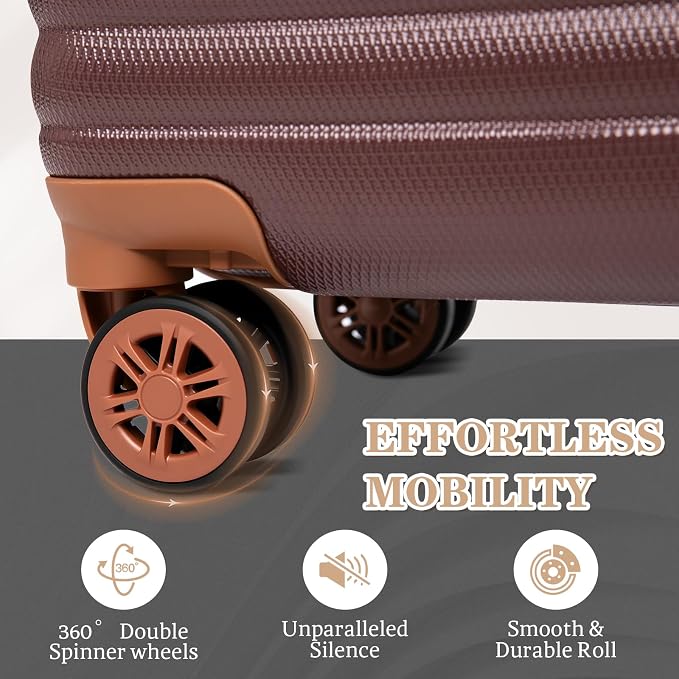 5 Piece Luggage Sets with Spinner Wheels and Tsa Lock, Hardshell ABS Suitcase Set, Lightweight Hardside Waterproof Travel Suitcases for Men Women, 20", 24", 28" Burgundy - Image 5