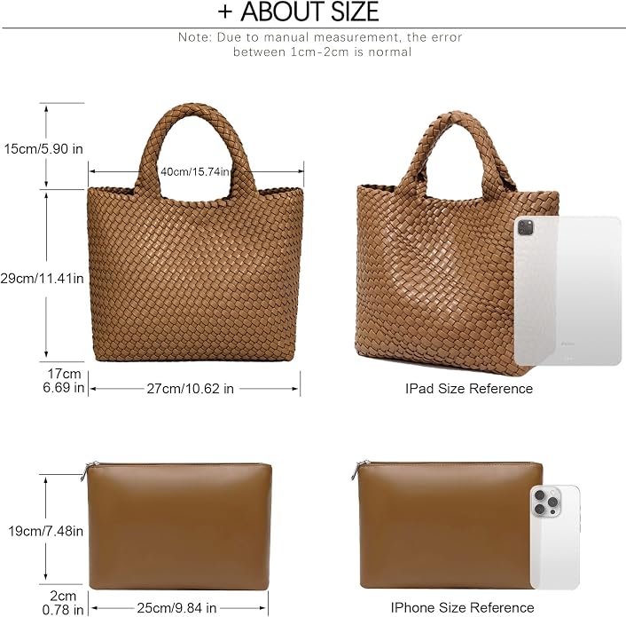 JINMANXUE Fashion Woven Bag Shopper Bag Travel Handbags and Purses Women Tote Bag Large Capacity Shoulder Bags - Image 4