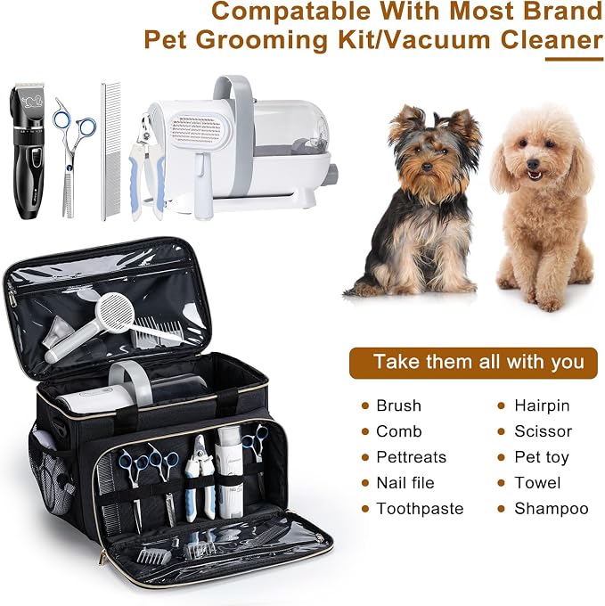 Dog Grooming Vacuum Bag, Pet Grooming Kit Bag Perfect for Dog Hair Vacuum & Grooming Tool Kit Accessories- Black - Image 3