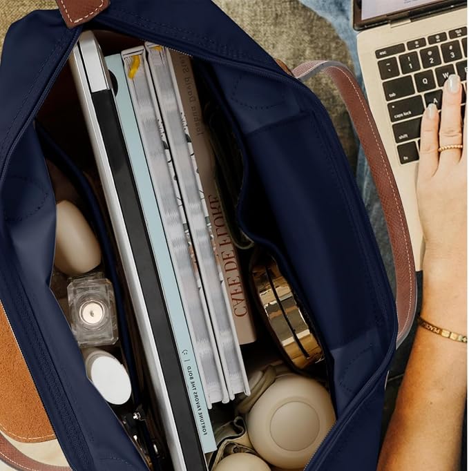 Tote Bag for Women with Purse Organizer Insert, Foldable Waterproof Nylon Bag for Travel, and Daily Use,Medium Size. - Image 2