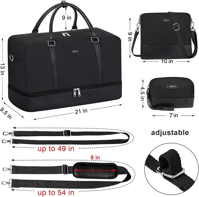 Weekender Bags for Women Overnight Bags with Shoe Compartment 21" Duffle Travel Bag for Traveling Weekend Gift 3pcs Set - Image 7