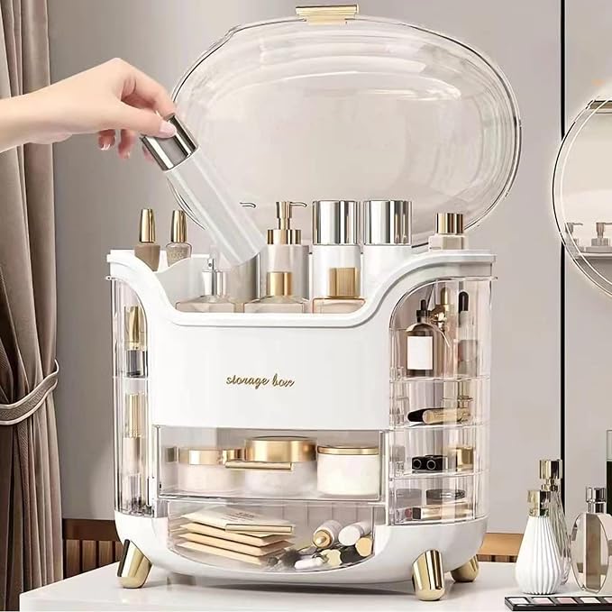 Omeily Large Makeup Organizer Countertop Vanity Organizer Cosmetic Organizer Makeup Storage Box Bathroom Counter Organizer Perfume Skincare Organizers Gift Women Girls Clear Design Easy Visibility - Image 6