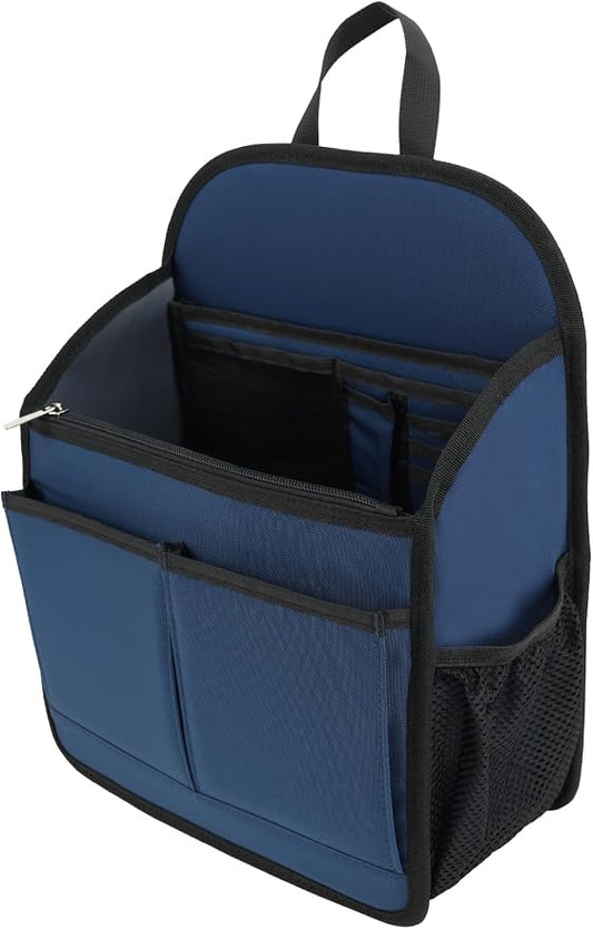 Large Premium Wider Rugged Backpack Organizer Insert for Men Women Work Travel -19 Pockets, Padded Nylon-Navy by DELTAMANN