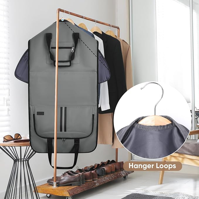 BALEINE Travel Garment Bag, Travel Suit Bag for Men, Water Resistant Carry on Garment Bag for Hanging Clothes, Garment Duffel Bag for Travel Business (Dark Gray-Convertible) - Image 10