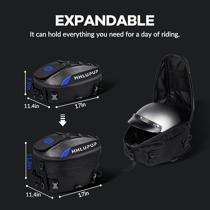 Motorcycle Helmet Bag Dual Use Helmet Backpack and Seat Bag, 38L Waterproof Luggage Bag with Password Lock for Travel and Commuting Blue - Image 2