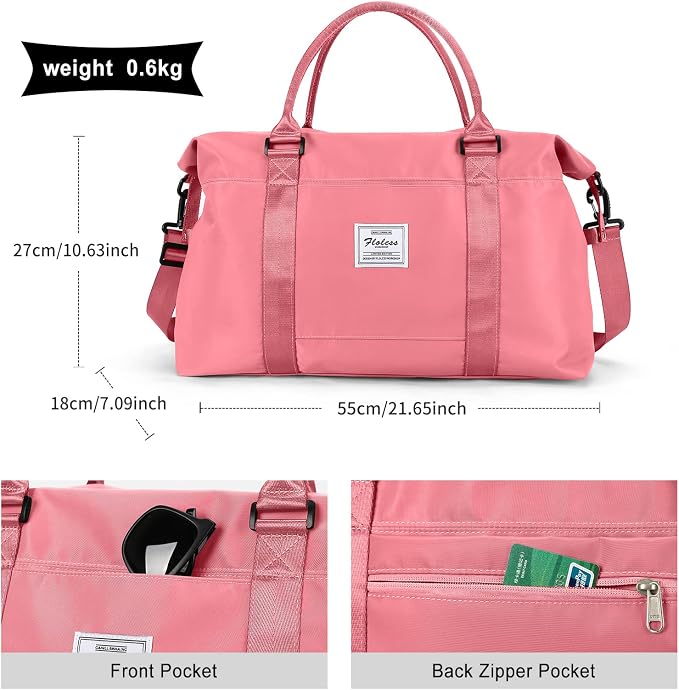 Travel Duffel Bag, Carry On Overnight Weekender Bags for Women | Travel Bag with Wet Pocket & Trolley Sleeve, For Spirit Airlines 18x14x8 Personal Item Bag - Image 2