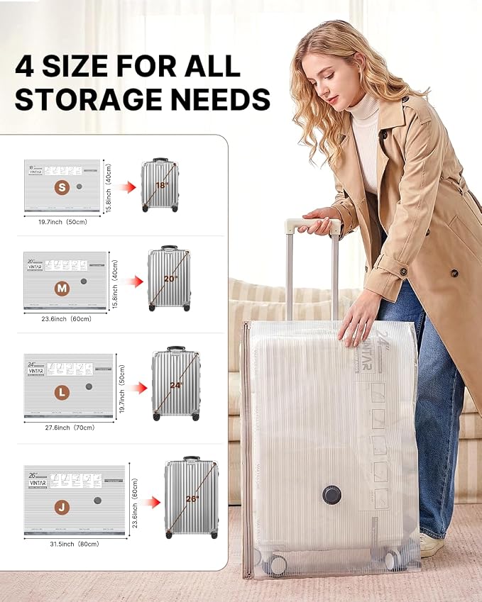 Vacuum Seal Bags for Clothing Travel with Rechargeable Cordless Pump, VINTAR 20 Pack Space Saver Vacuum Storage Bags, Travel Vacuum Compression Bags Set for Luggage Clothes Bedding Blanket - Image 5