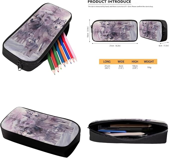 Wolf Backpack for Girls Kids Backpack with Lunch Box Water Bottle Carrier and Soft Pencil Case 4PCS Set Bookbag with Compartments for School 17 inch Large Capacity School Bag and Side Pocket - Image 6