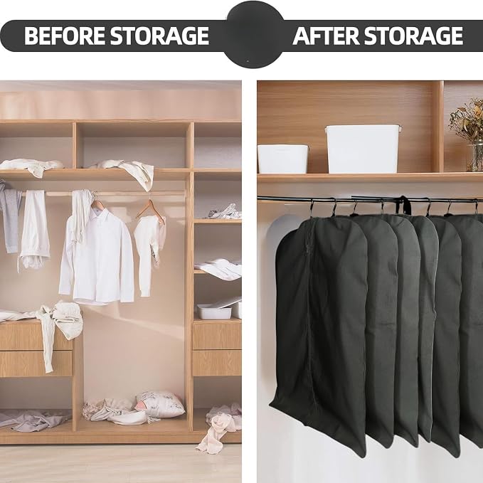 Premium 100% Cotton Garment Bags – 48" Black Canvas Suit Cover with YKK Zipper – Breathable, Dust-Proof Storage for Suits, Coats, Dresses, Jackets & Travel/Closet Use - Image 7