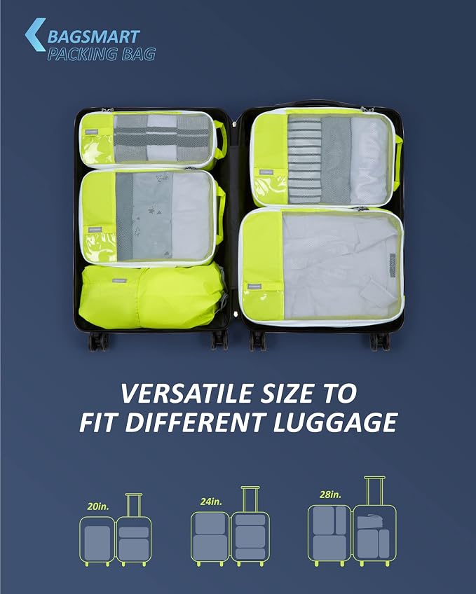 BAGSMART 6 Set /4 Set/2 Set Compression Packing Cubes for Travel, Lightweight Luggage Organizer Bags, Durable Space Saver Bags Travel Essentials - Image 3