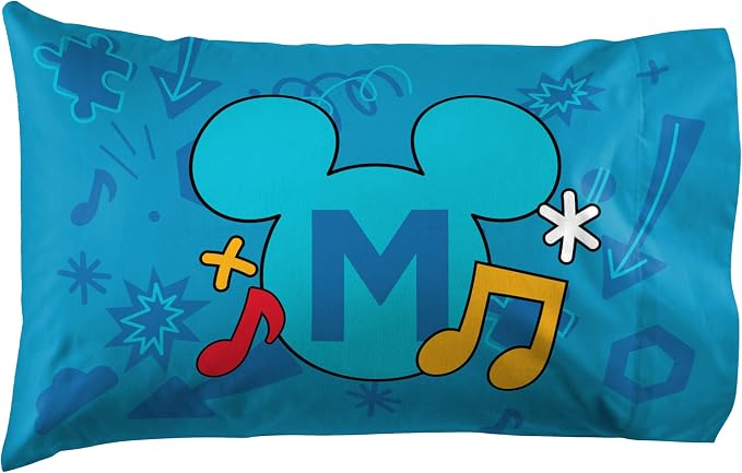 Jay Franco Kids Sheet Set with Fitted, Flat Sheets & Pillow Cover - Ultra-Soft Bedding with Pillowcase for Room Decor, Blue - Mickey Mouse, 4 Piece Full - Image 3