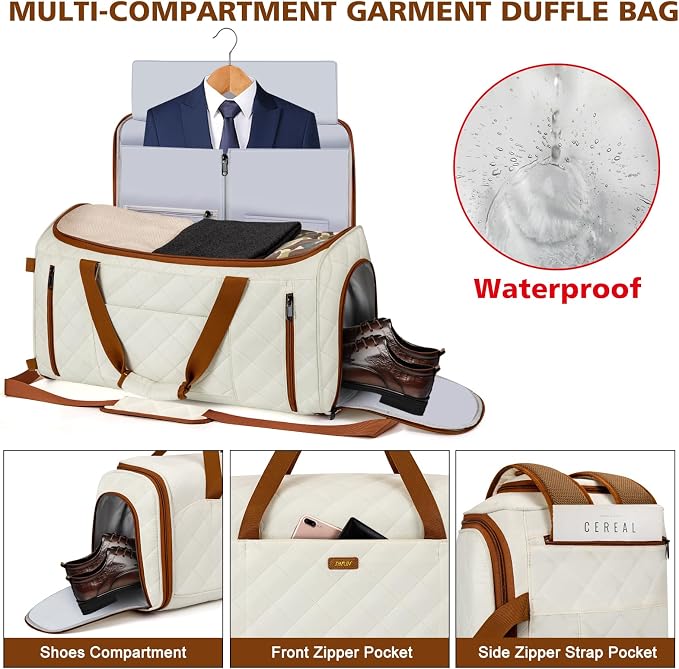 Convertible Garment Bags for Travel - Carry on Garment Duffle Bag with Backpack Straps for Men Women, 4 in 1 Large Travel Duffel Bags with Shoes Compartment Hanging Suit Dress Weekender Bag 3pcs Set - Image 6