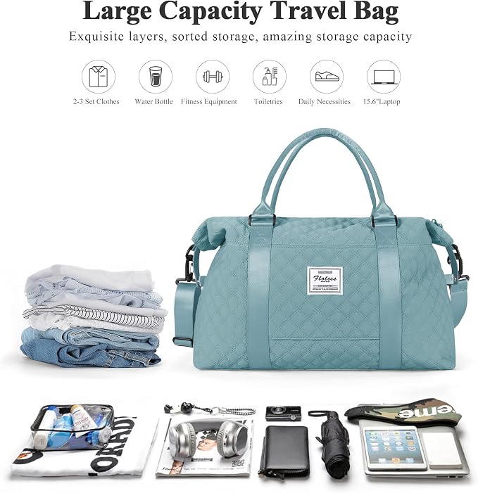 Travel Duffel Bag, Carry On Overnight Weekender Bags for Women | Travel Bag with Wet Pocket & Trolley Sleeve, For Spirit Airlines 18x14x8 Personal Item Bag - Image 3