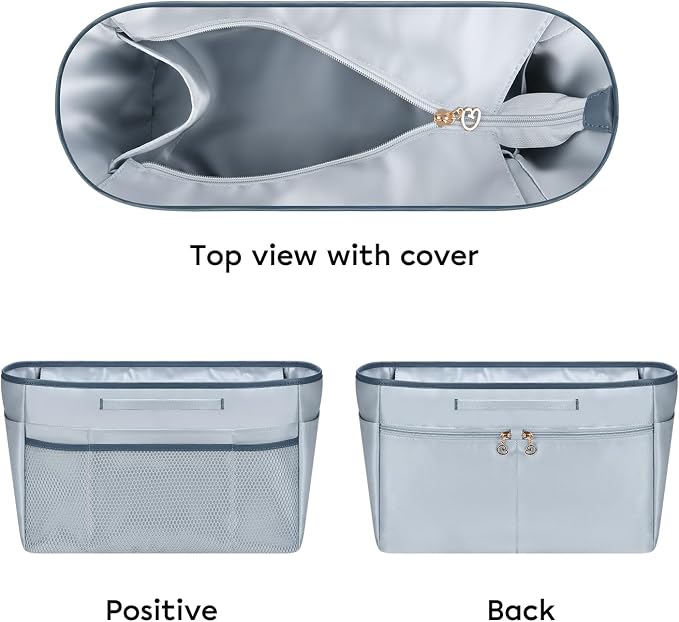 GIVLEFLY Purse Organizer Insert for Tote Bag, 14.5 Inch Satin Bag Organizer with Zipper Pocket, Multi Pocket Handbag Organizer - Image 8